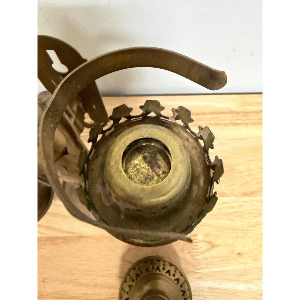 Antique Brass Railroad Car Double Oil Lamp Fixture Railcar Wall Mount Vintage